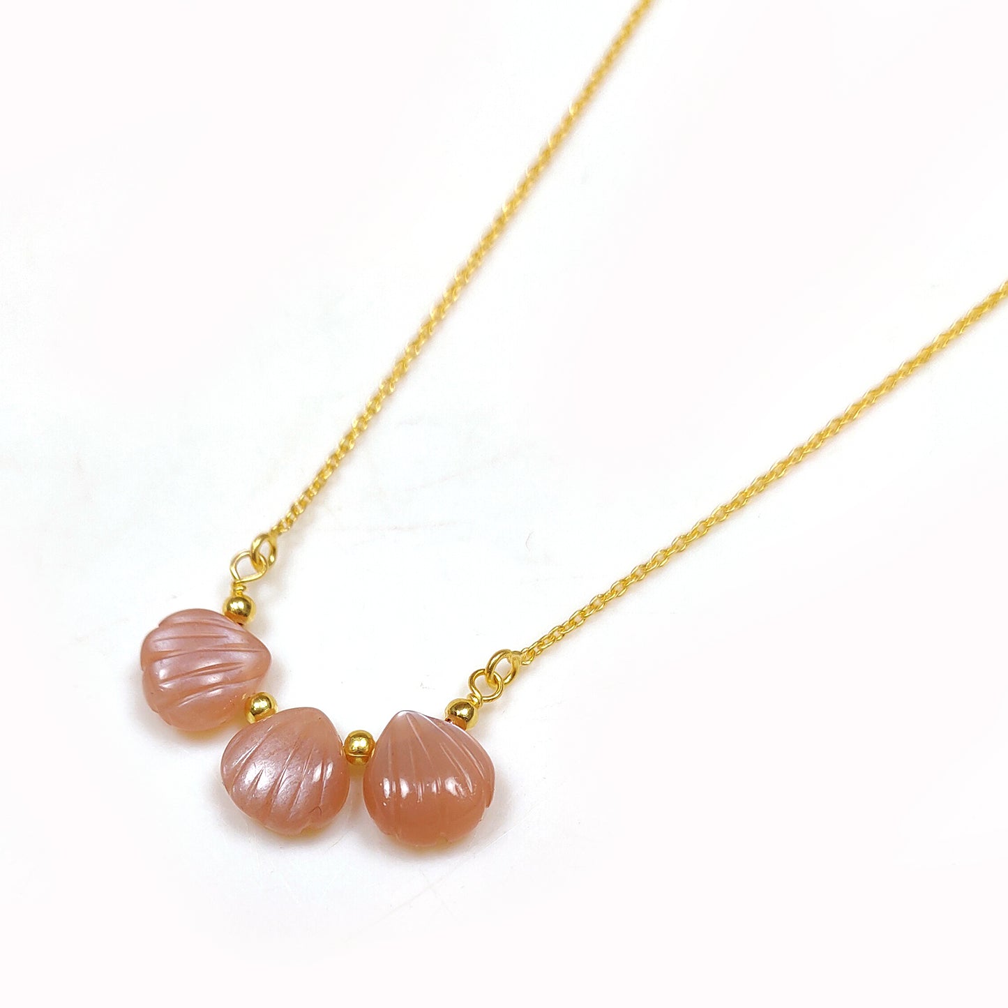 Natural Peach Moonstone Necklace, Tiny June Birthstone Crystals, 925 Silver Necklace, Genuine Beaded Peach Gemstone Choker, Gift for Teen