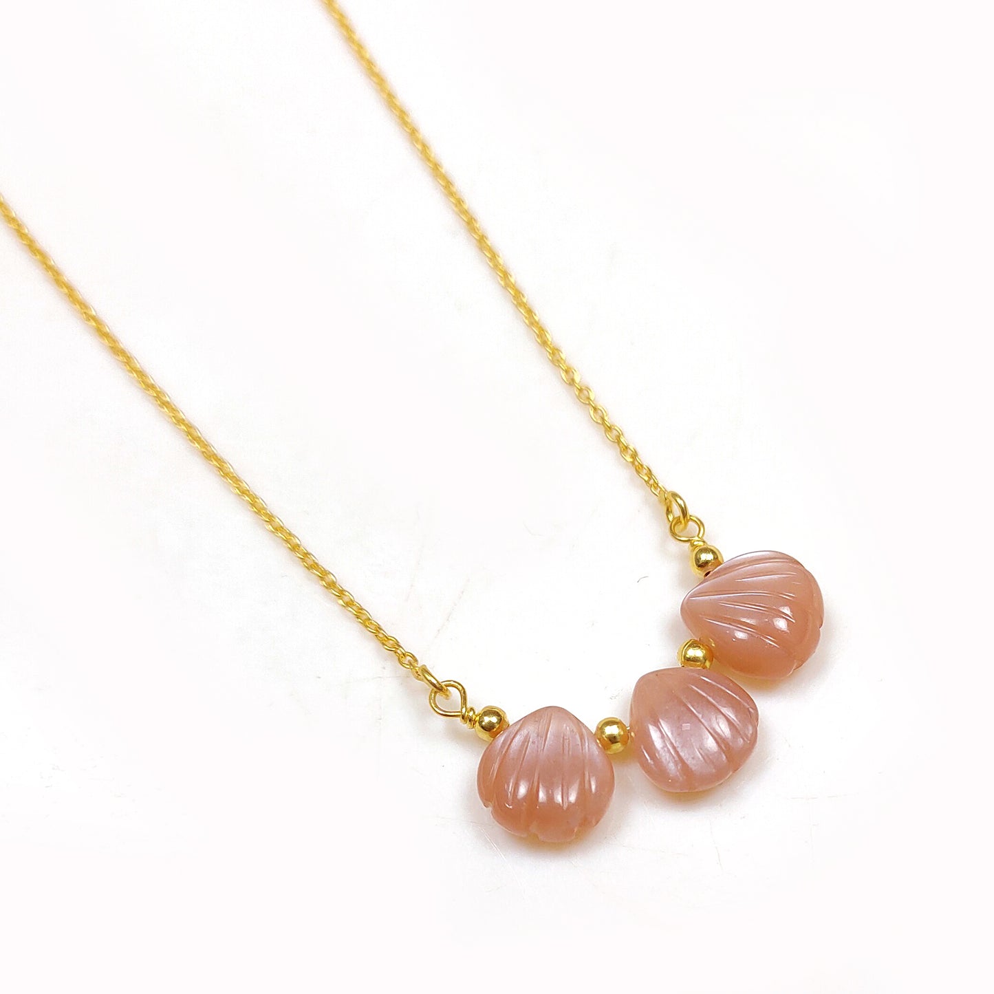 Natural Peach Moonstone Necklace, Tiny June Birthstone Crystals, 925 Silver Necklace, Genuine Beaded Peach Gemstone Choker, Gift for Teen