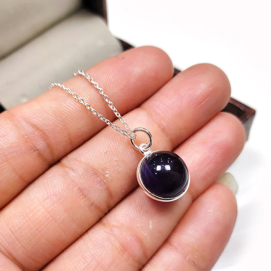 Amethyst Ball Pendant Necklace