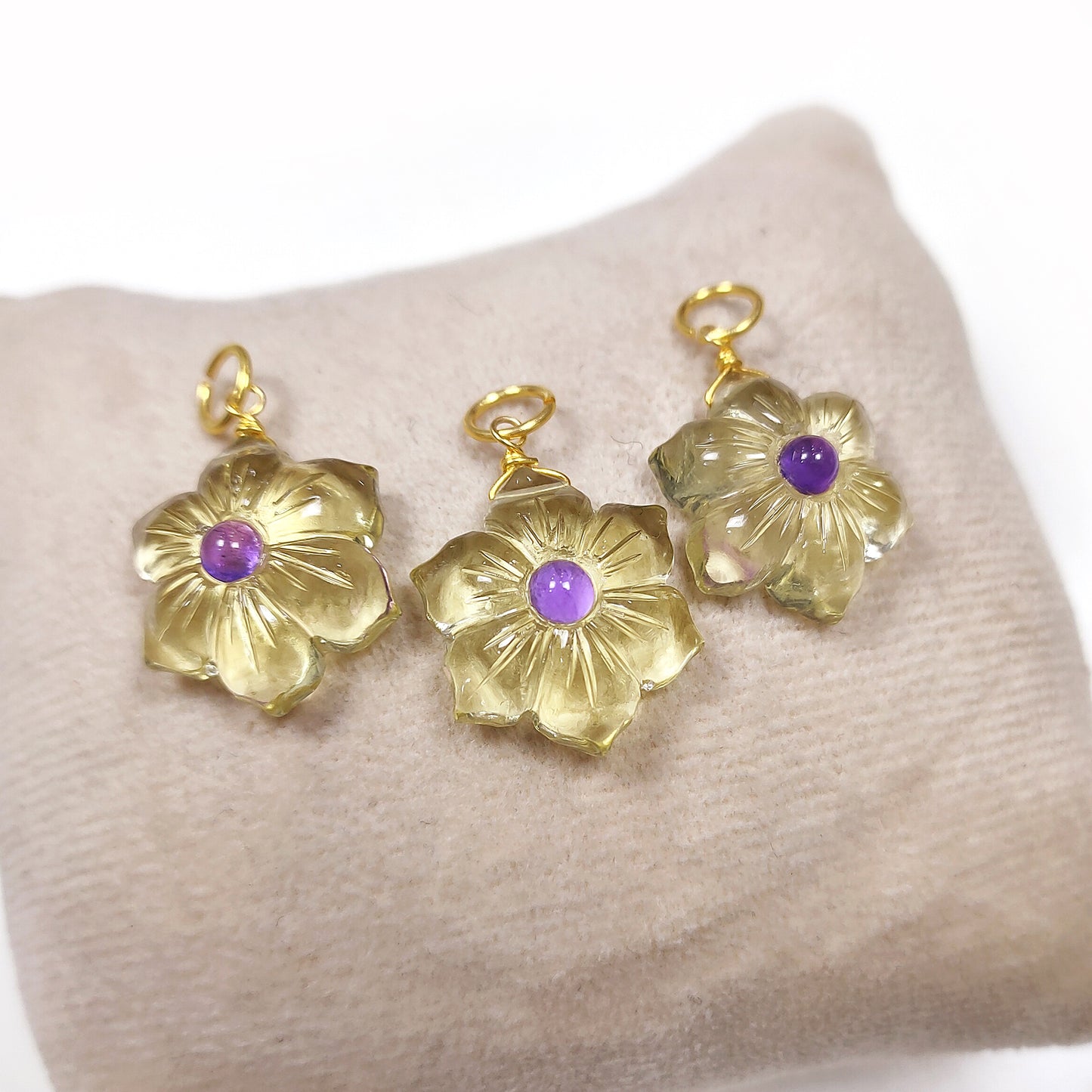 Lemon quartz necklace, yellow crystal quartz Flower pendant, Amethyst Necklace, 925 Silver Necklace, women choker, Gift For Her