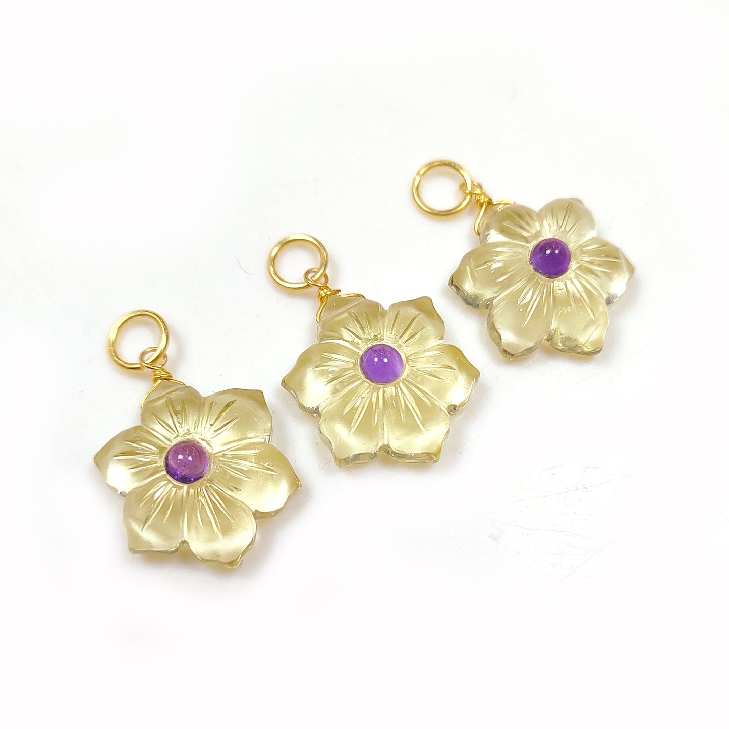 Lemon quartz necklace, yellow crystal quartz Flower pendant, Amethyst Necklace, 925 Silver Necklace, women choker, Gift For Her