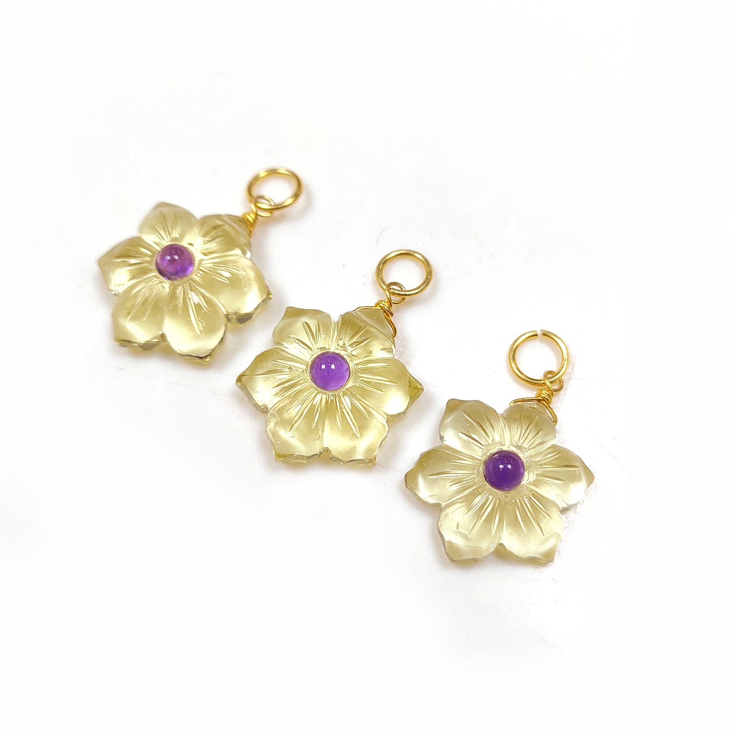 Lemon quartz necklace, yellow crystal quartz Flower pendant, Amethyst Necklace, 925 Silver Necklace, women choker, Gift For Her