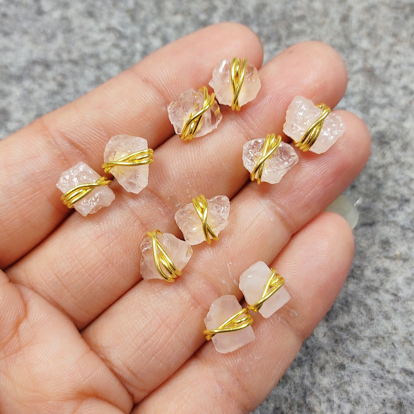 Raw Rose Quartz Stud Earrings, Healing Crystal Jewelry, Boho Birthstone Gift