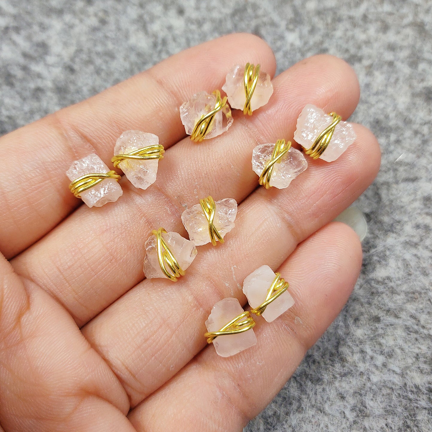 Raw Rose Quartz Stud Earrings, Healing Crystal Jewelry, Boho Birthstone Gift