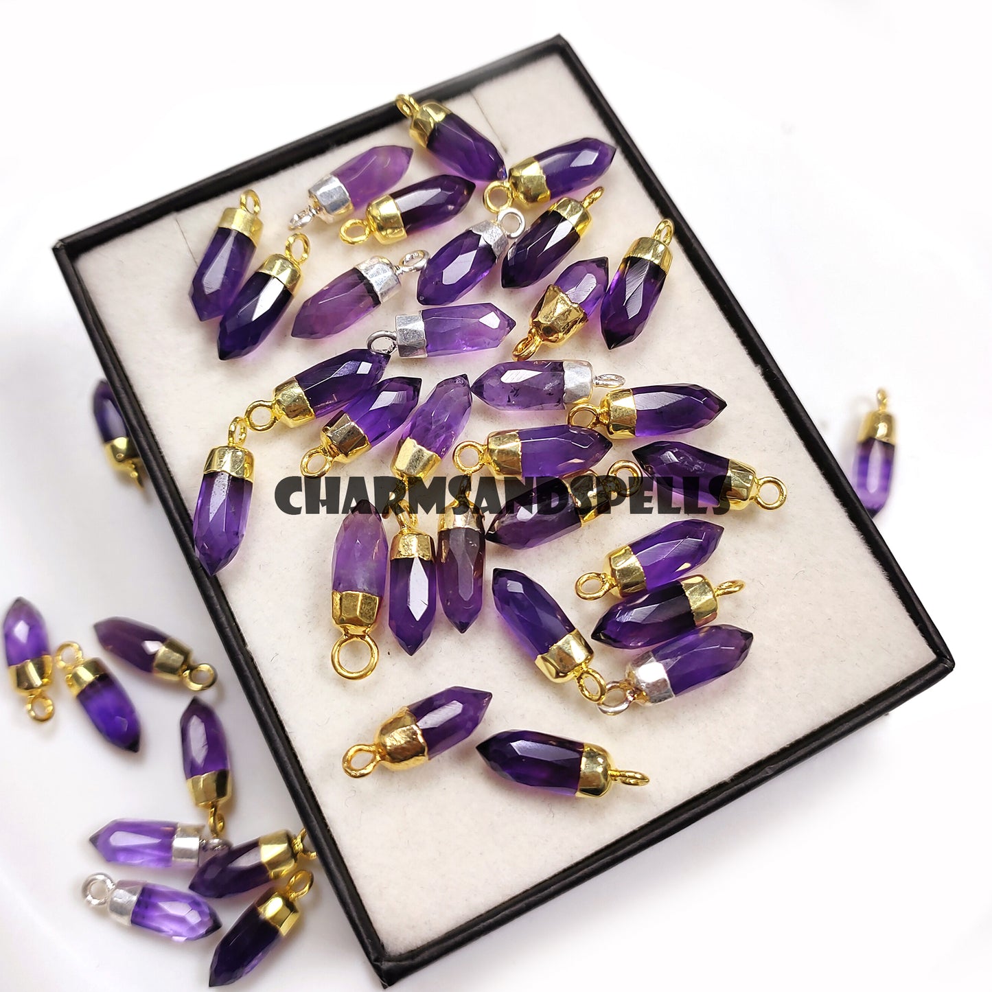 Amethyst Pencil Necklace, 14K Gold Plated February Birthstone Pendant, Amethyst Pencil Point Necklace, Wedding Gift, Gift For Her