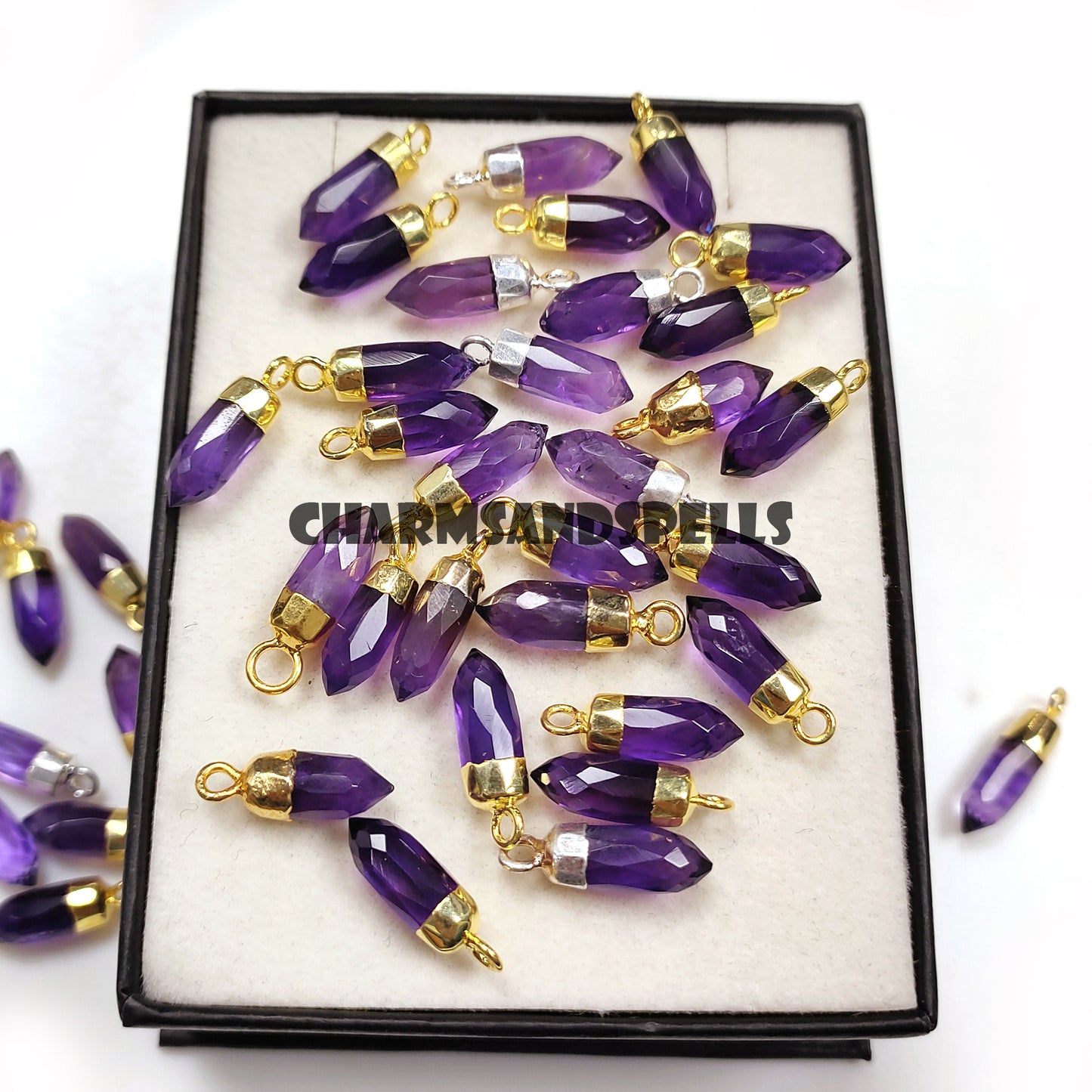 Amethyst Pencil Necklace, 14K Gold Plated February Birthstone Pendant, Amethyst Pencil Point Necklace, Wedding Gift, Gift For Her
