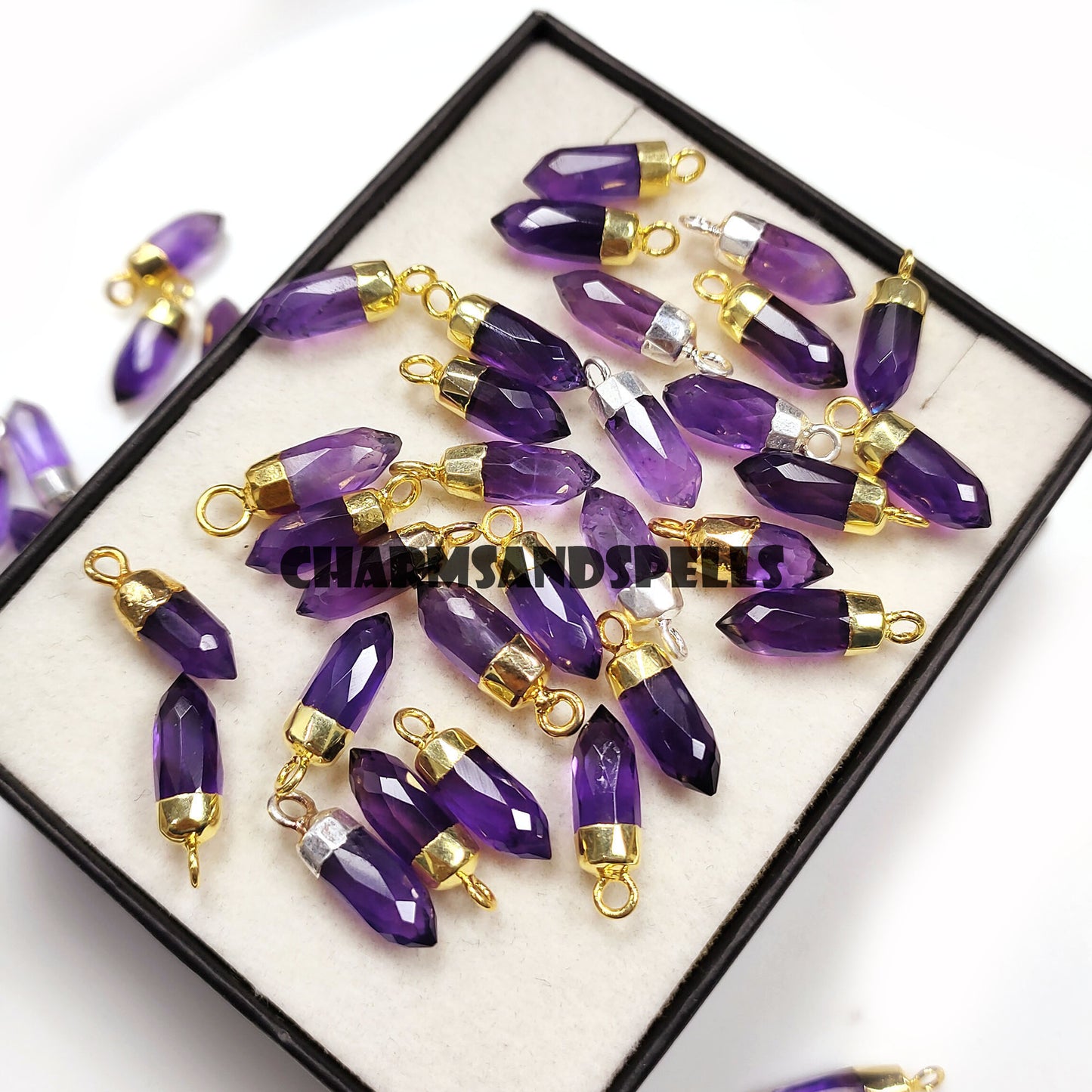 Amethyst Pencil Necklace, 14K Gold Plated February Birthstone Pendant, Amethyst Pencil Point Necklace, Wedding Gift, Gift For Her