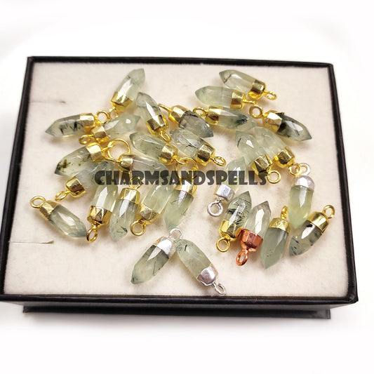 Prehnite Pencil Pendant Necklace | 14K Gold Plated Gemstone Jewelry