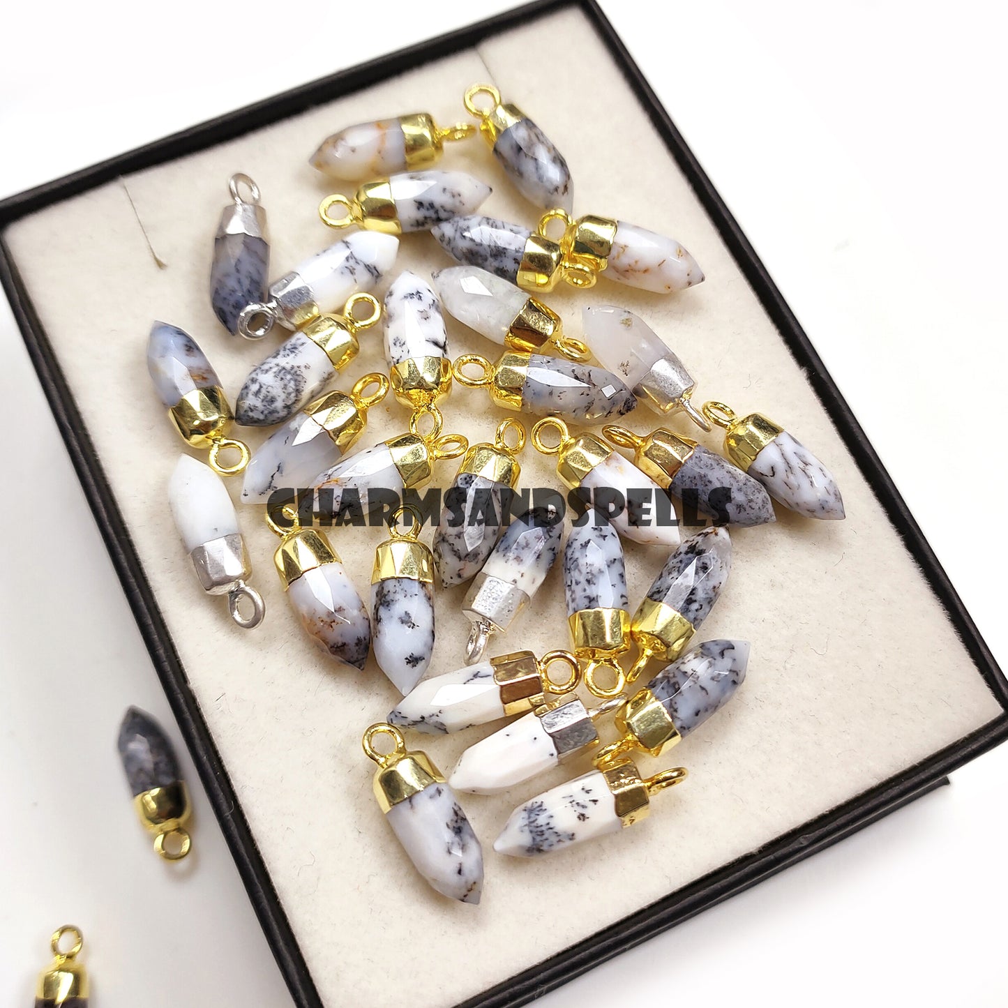 Dendrite Opal Pencil Necklace, 14K Gold Plated Necklace, Opal Gemstone Necklace, Handmade Gemstone Jewelry, Wedding Gift, Gift For Her