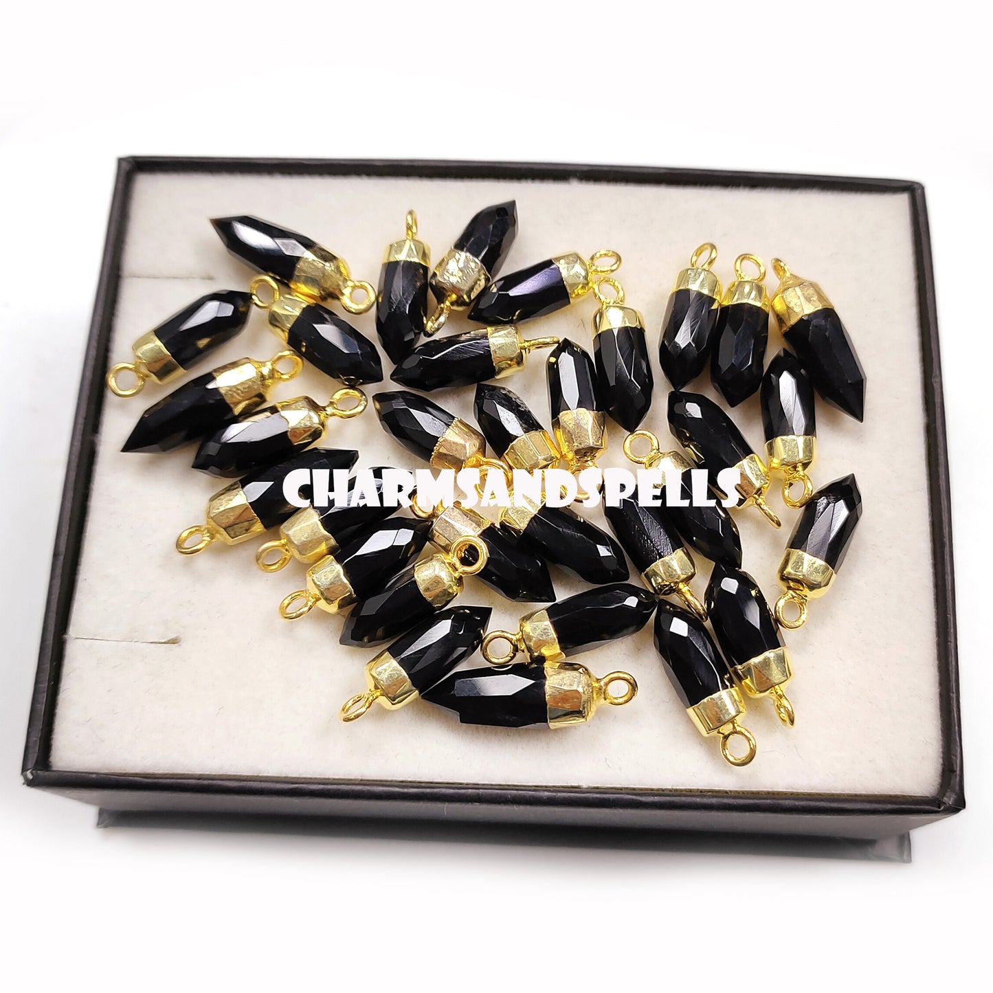 Natural Black Onyx Pencil Pendant Necklace, 14K Gold Plated Necklace, Onyx Pendant for Men & Women, Bridal Gifts, Gifts For Her
