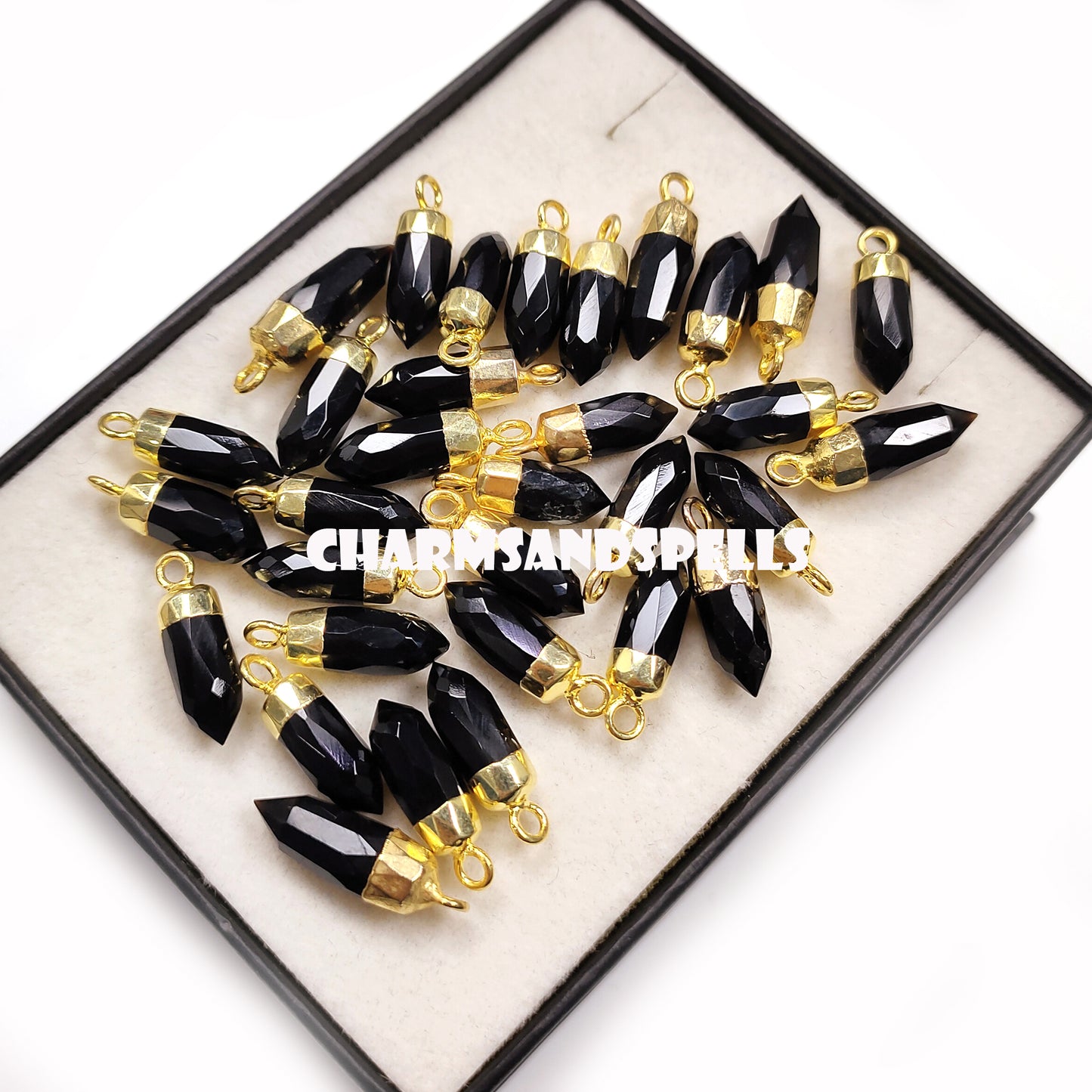 Natural Black Onyx Pencil Pendant Necklace, 14K Gold Plated Necklace, Onyx Pendant for Men & Women, Bridal Gifts, Gifts For Her