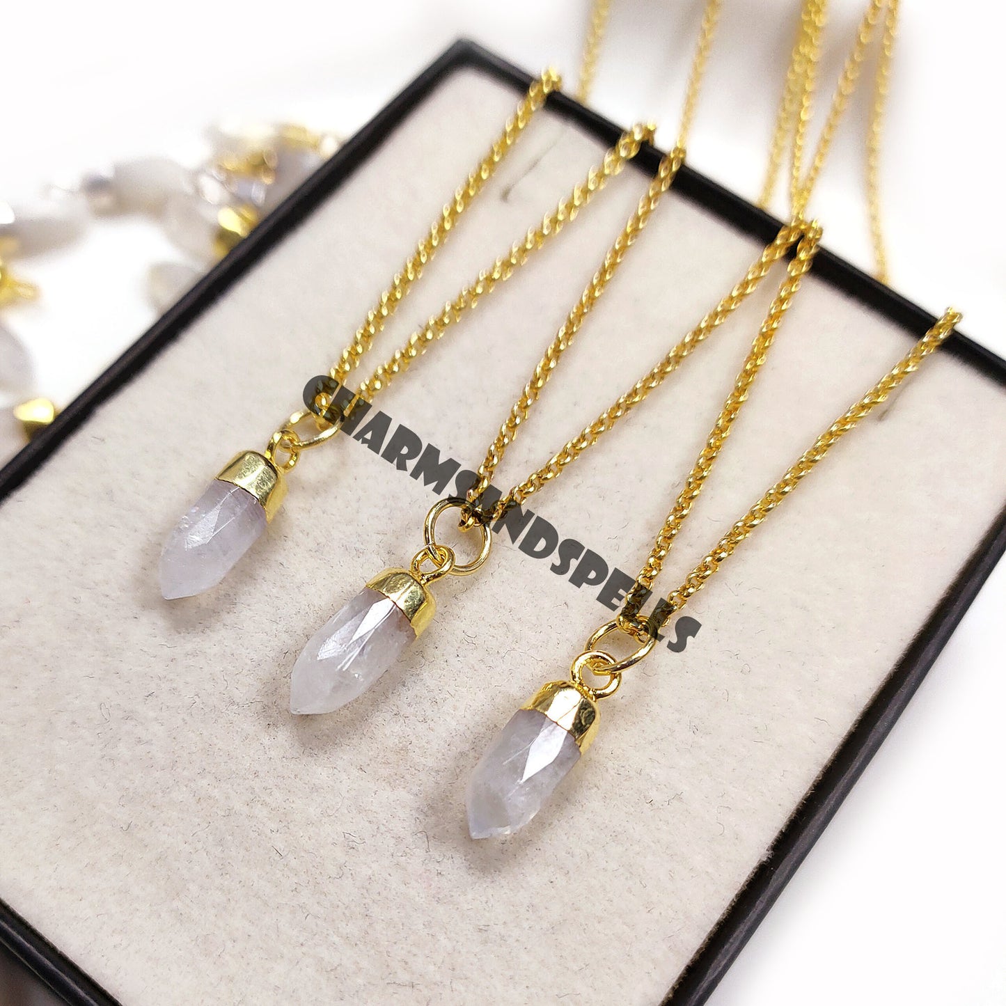 Natural Rainbow Moonstone Necklace, Pencil Pendant, Birthstone Necklace, Gift For Women's, Necklace For Mom, Birthday Gift pendant, Gift Her
