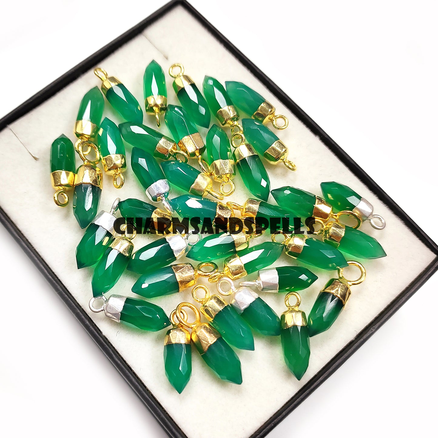 Green Onyx Pencil Necklace, 14k Gold Plated Necklace, Chakra Necklace, Onyx Chain Necklace, Birthday Gift, Gift For Wife / Husband