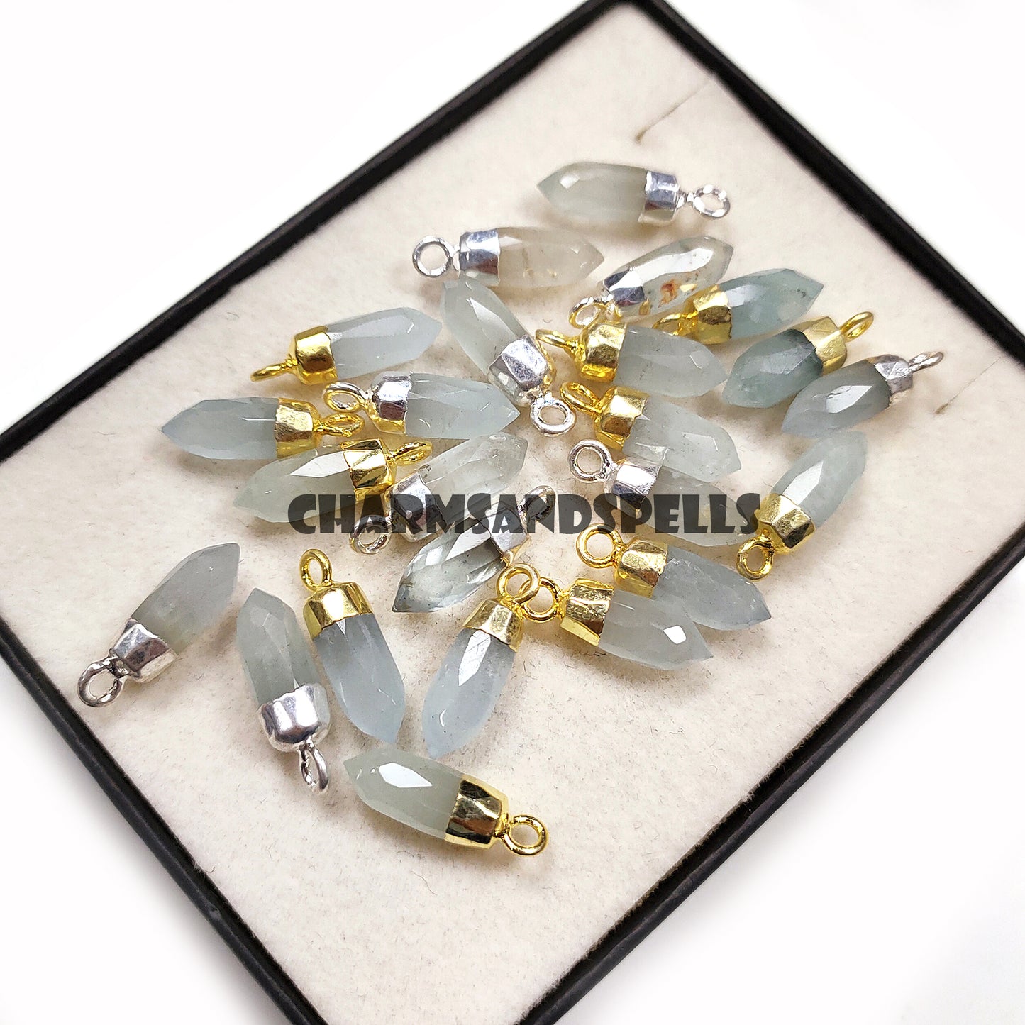 Aquamarine Pencil Pendant, 14K Gold Plated Aquamarine Pendant, Natural Aquamarine Jewelry, March Birthstone, Crystal Pendant, Gift for Her