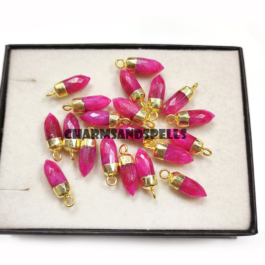 Ruby Pencil Necklace | 14K Gold Plated Chain | Handmade Gemstone Jewelry