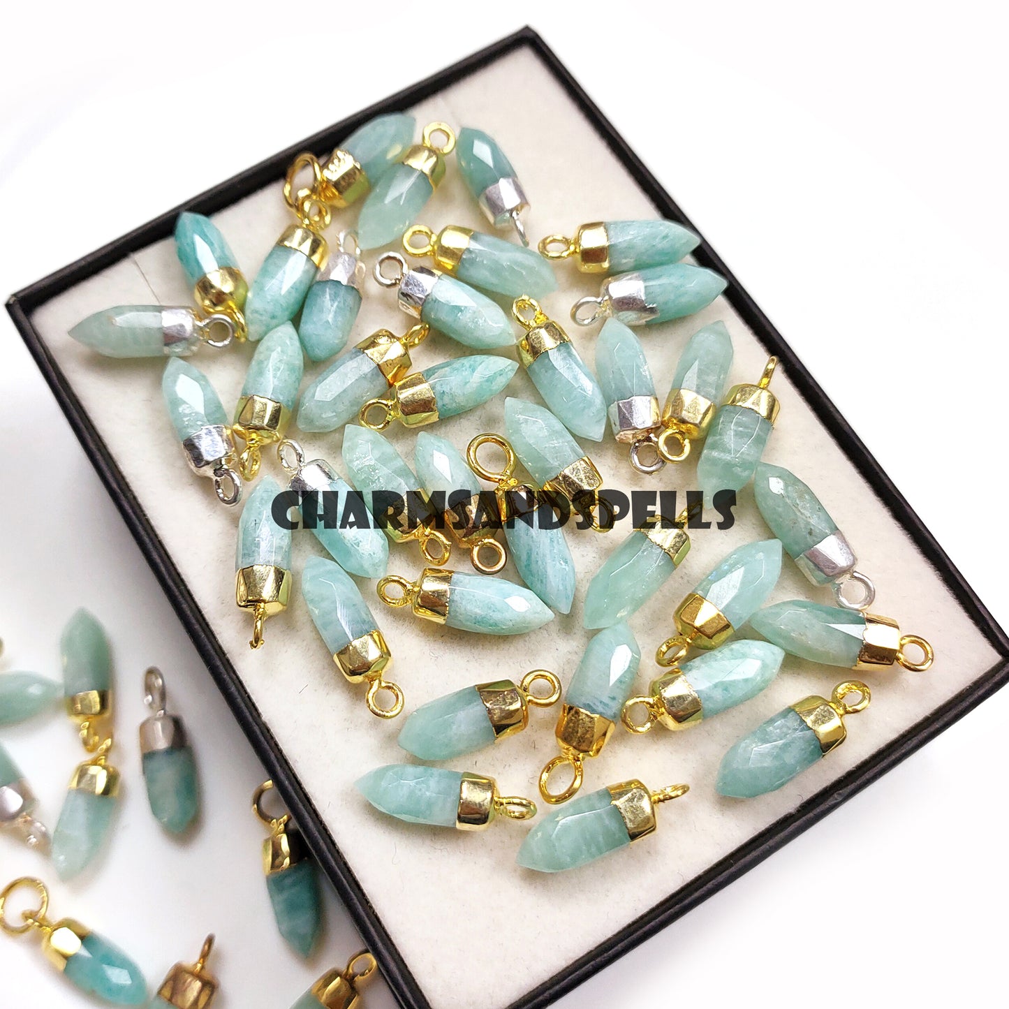 Amazonite Pencil Pendant, 14K Gold Plated Necklace, Natural Amazonite Jewelry, Statement Necklace, Birthday Gift, Unique Wedding Gift
