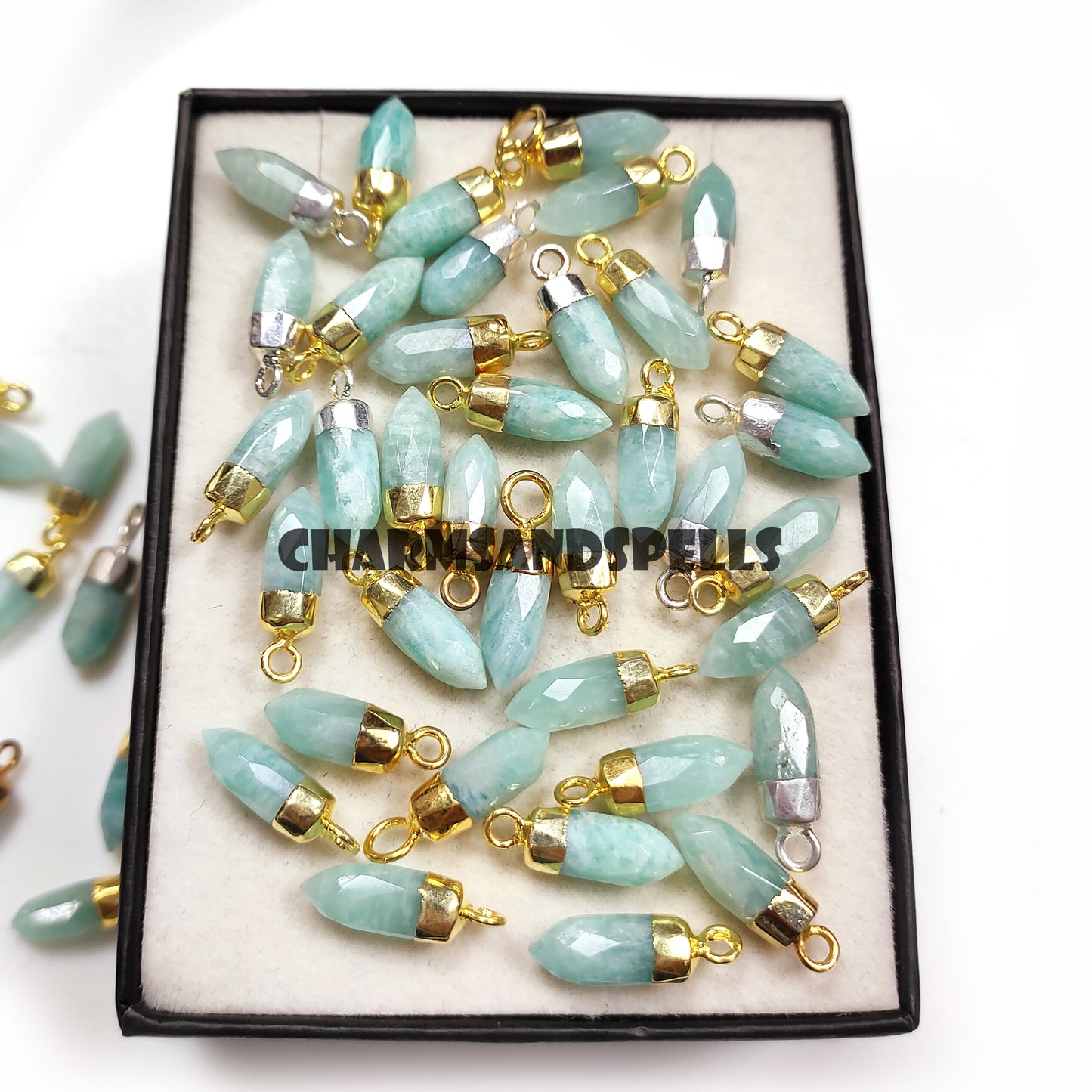 Amazonite Pencil Pendant, 14K Gold Plated Necklace, Natural Amazonite Jewelry, Statement Necklace, Birthday Gift, Unique Wedding Gift