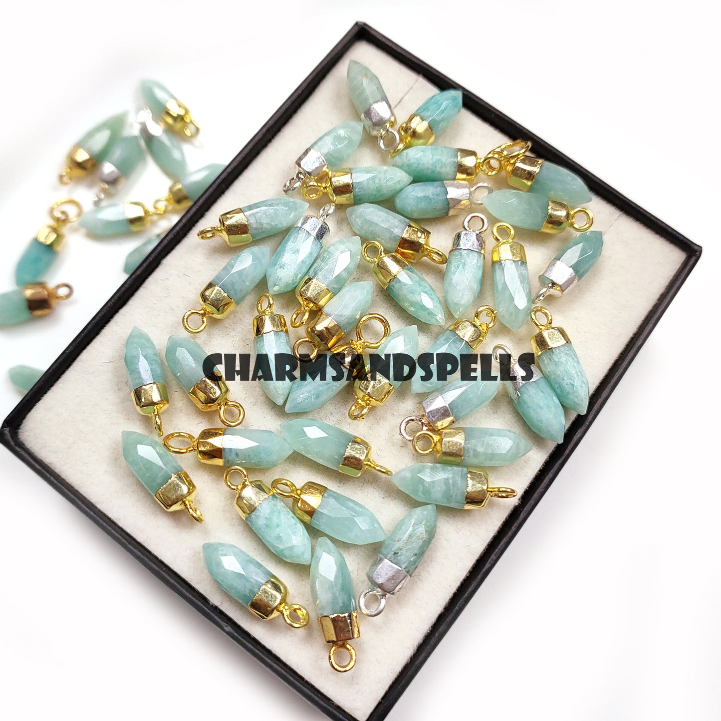 Amazonite Pencil Pendant, 14K Gold Plated Necklace, Natural Amazonite Jewelry, Statement Necklace, Birthday Gift, Unique Wedding Gift