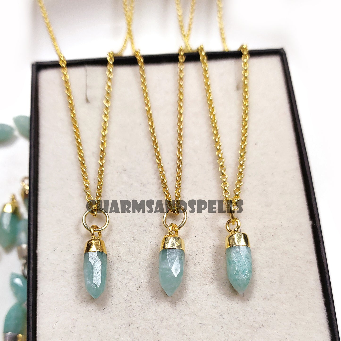Amazonite Pencil Pendant, 14K Gold Plated Necklace, Natural Amazonite Jewelry, Statement Necklace, Birthday Gift, Unique Wedding Gift