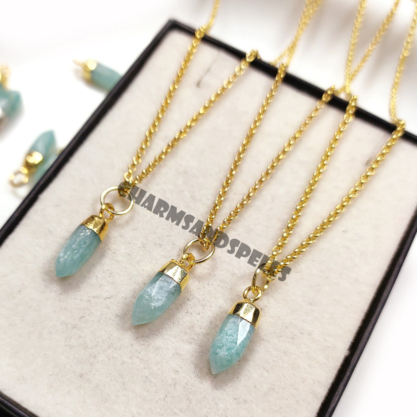 Amazonite Pencil Pendant, 14K Gold Plated Necklace, Natural Amazonite Jewelry, Statement Necklace, Birthday Gift, Unique Wedding Gift