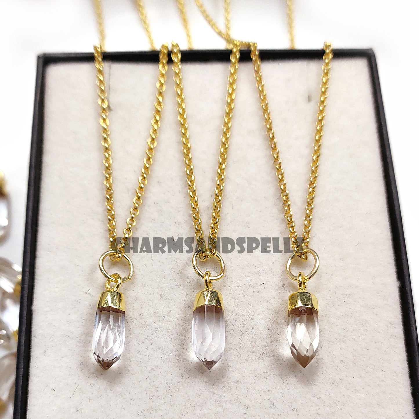Crystal Quartz Necklace, Clean Quartz Pencil Pendant, Crystal Quartz Necklace, Crystal Stick Pendant, 14K Gold Plated Necklace, Gift For Her