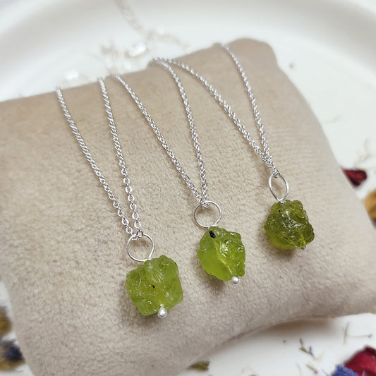 Raw Peridot Necklace