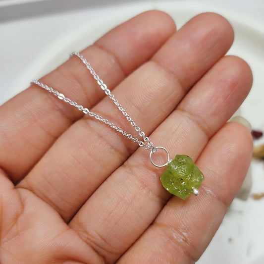 Raw Peridot Necklace