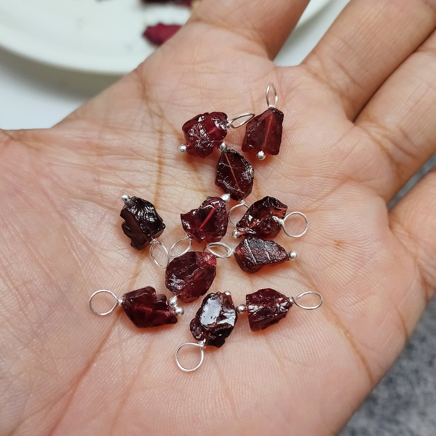Raw Garnet Pendant Necklace, Genuine 925 Sterling Silver Jewelry, Capricorn Birthstone