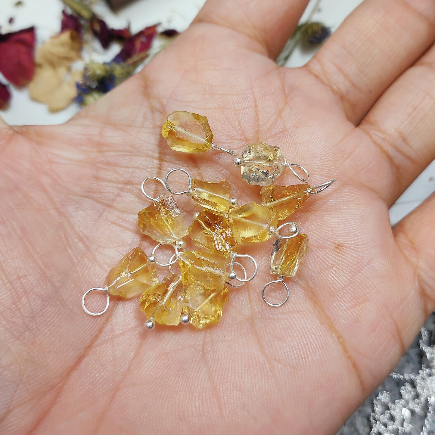 Raw Citrine Necklace, 925 Sterling Silver Crystal Jewelry, November Birthstone Gift