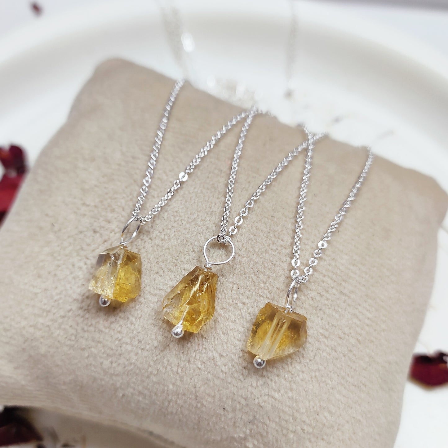 Raw Citrine Necklace, 925 Sterling Silver Crystal Jewelry, November Birthstone Gift