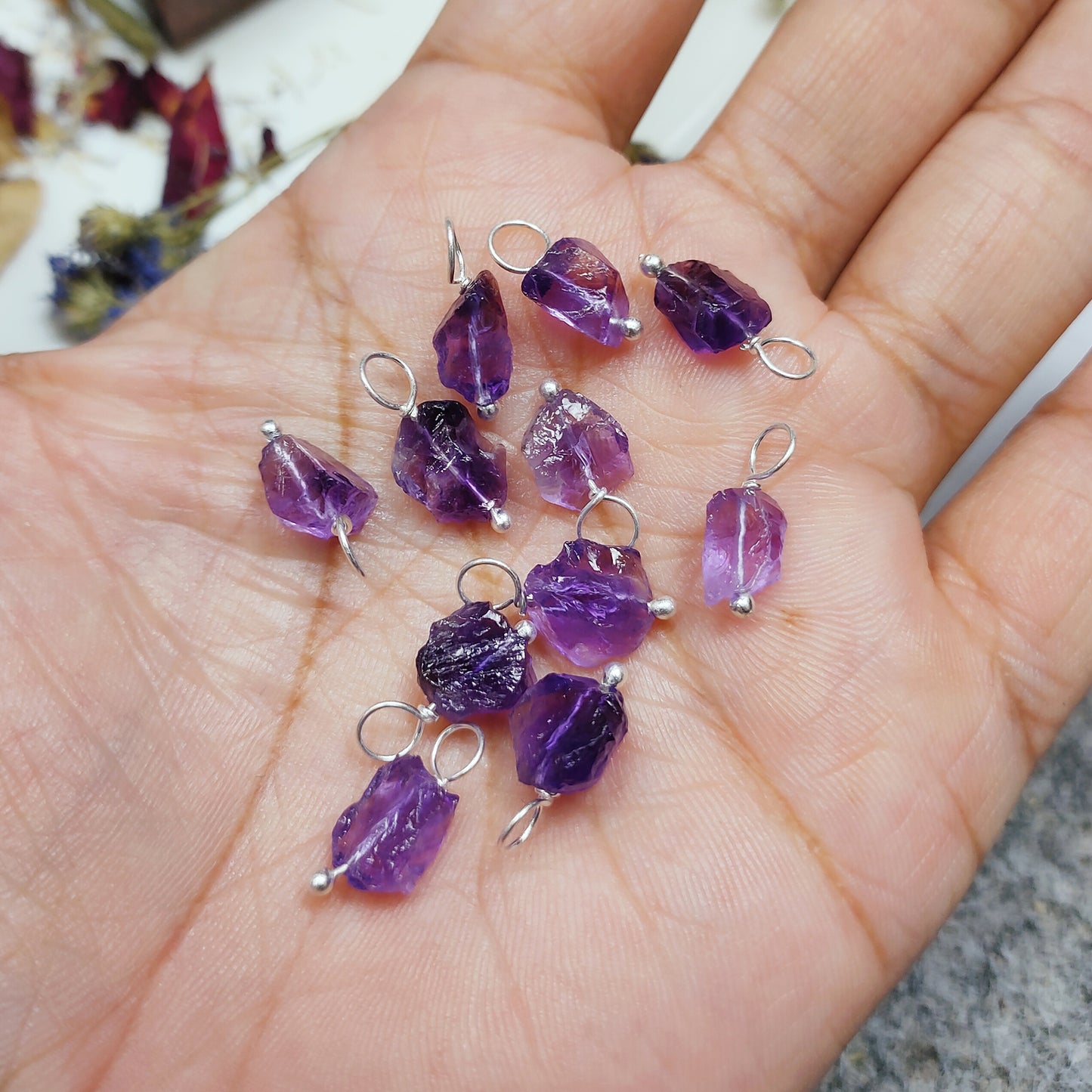 Raw Amethyst Pendant Necklace, 925 Sterling Silver Crystal Jewelry