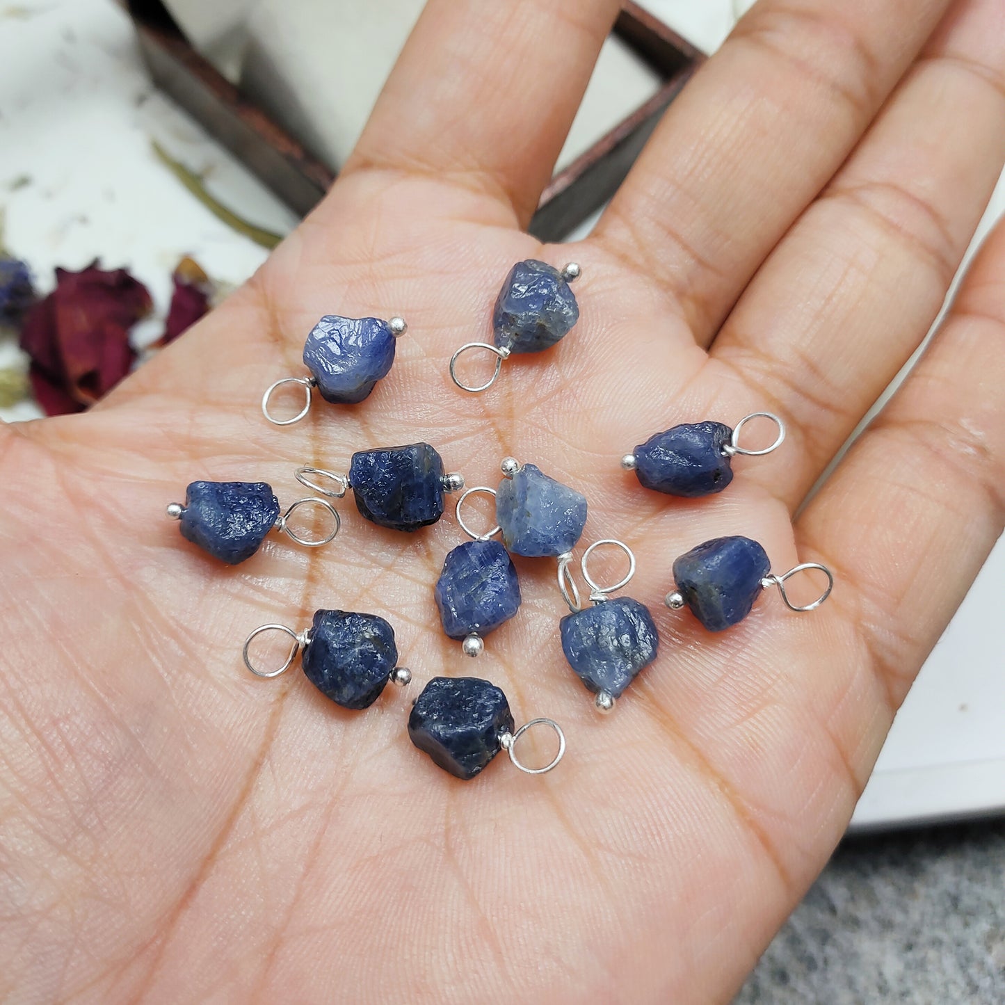 Raw Blue Sapphire Necklace, 925 Sterling Silver Pendant, September Birthstone Jewelry