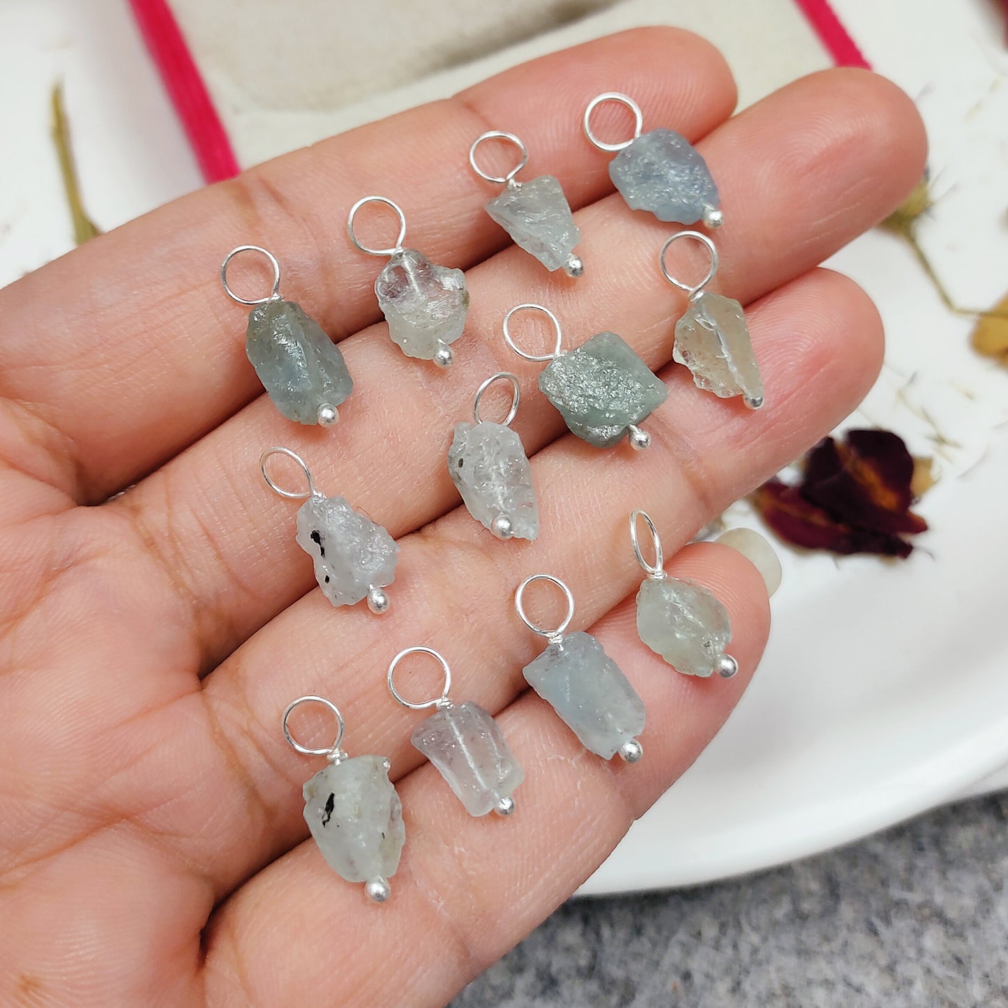 Raw Aquamarine Necklace | 925 Solid Silver | Pisces & Aries Gift