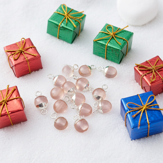 Natural Rose Quartz Silver Charm| Natural Gemstone Pendant Connector| DIY Jewelry