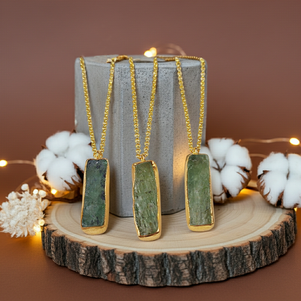 Raw Green Kyanite Necklace