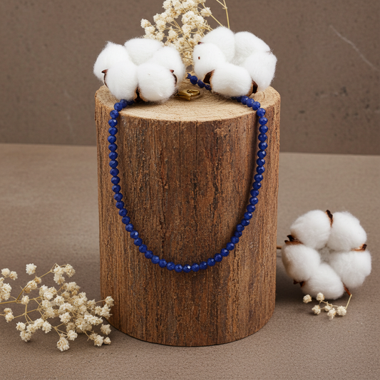 Tanzanite Necklace| Beaded Dainty Choker Layering Jewelry| December Birthstone