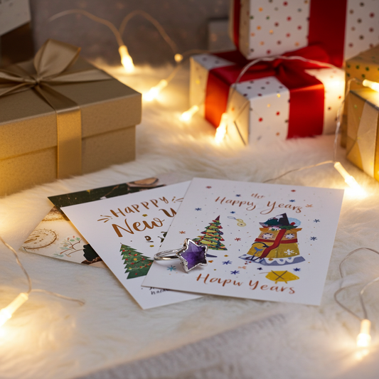 Natural Purple Amethyst Star Ring