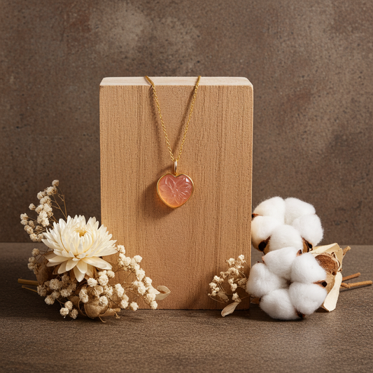 Peach Moonstone Heart Pendant