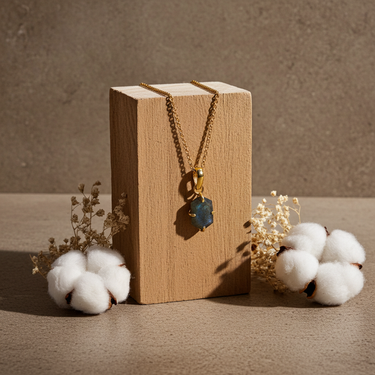 Natural Labradorite Hexagon Necklace