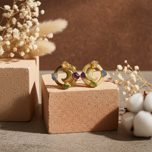 Moonkissed Aura Raw Gemstone Earrings