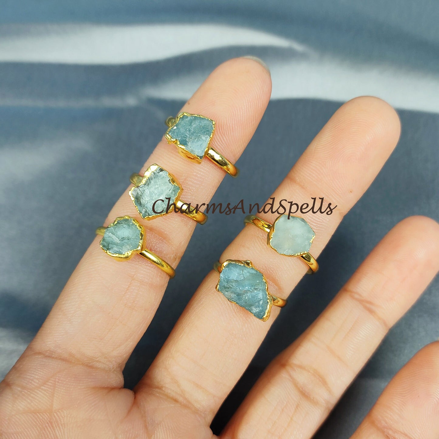 Rough Aquamarine Ring | Copper Electroplated Jewelry | Dainty Gift for Her