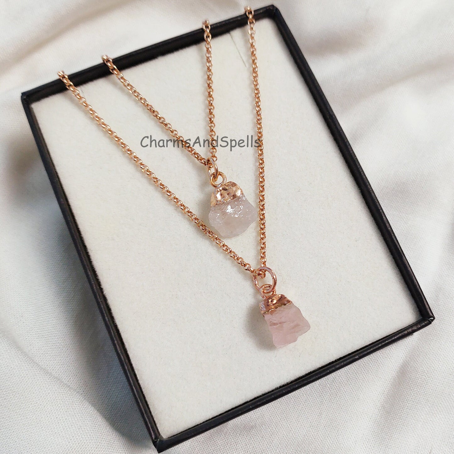 Natural Raw Rose Quartz Necklace For Women & Men