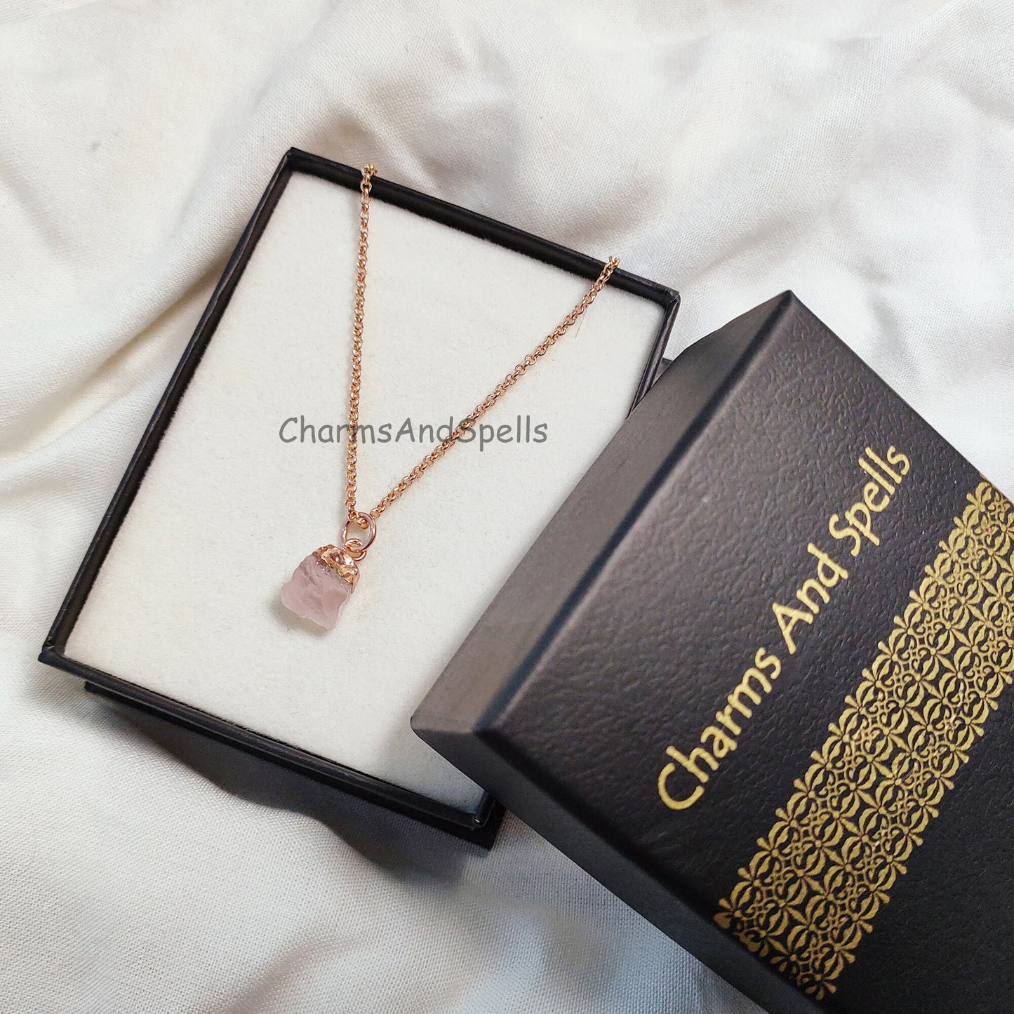 Natural Raw Rose Quartz Necklace For Women & Men