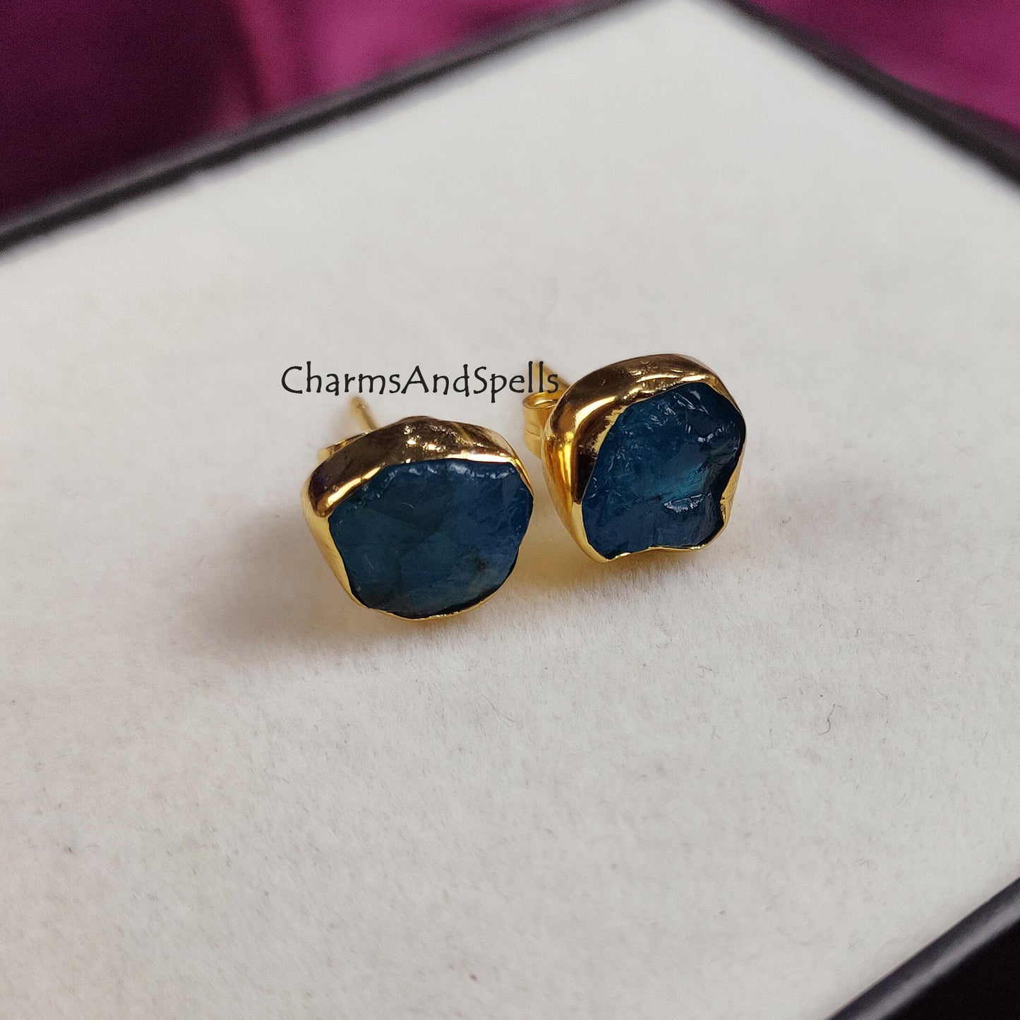 Neon Apatite Crystal Studs | Genuine Birthstone Jewelry | Gift for Women