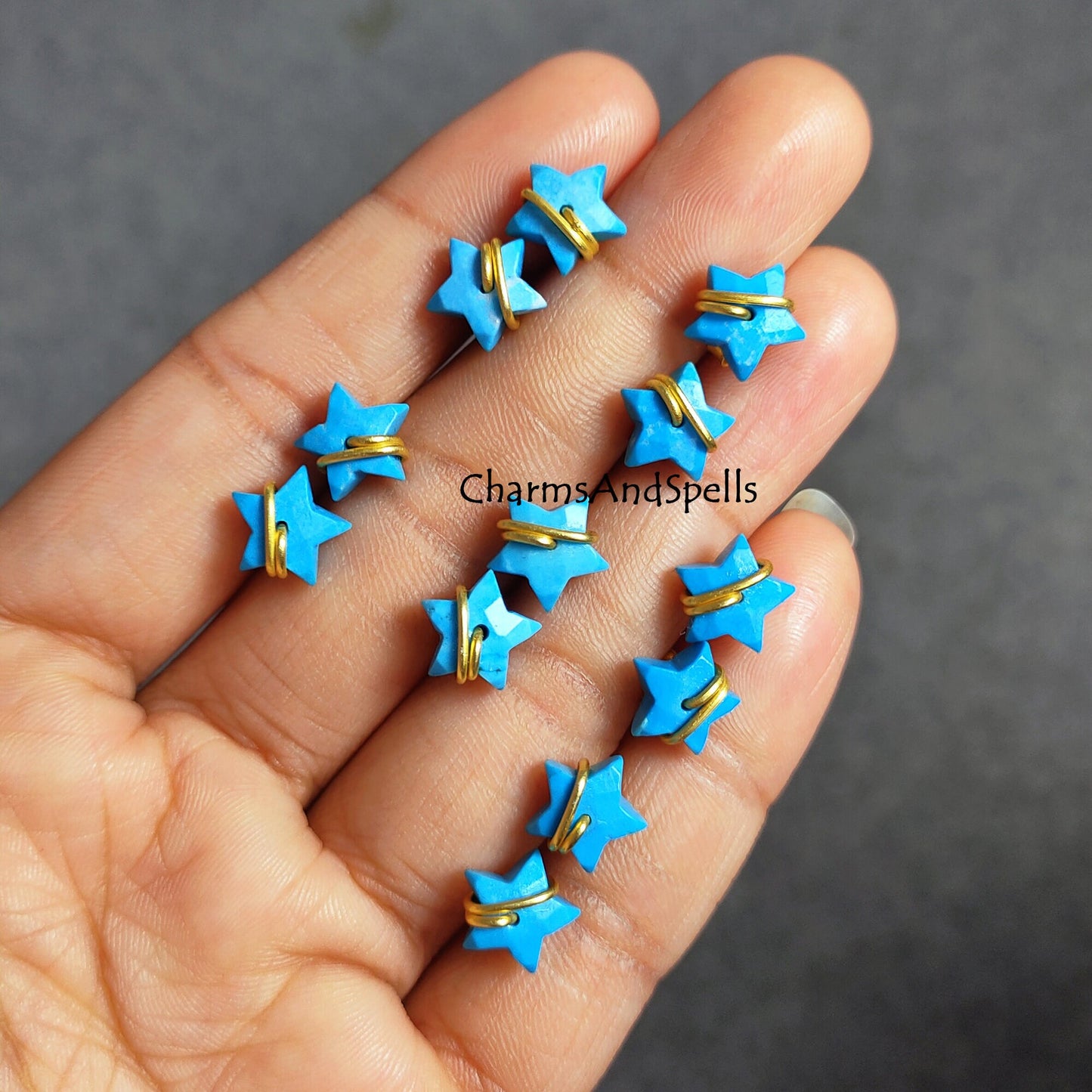 Howlite Turquoise Star Studs In Silver Wire Wrapping