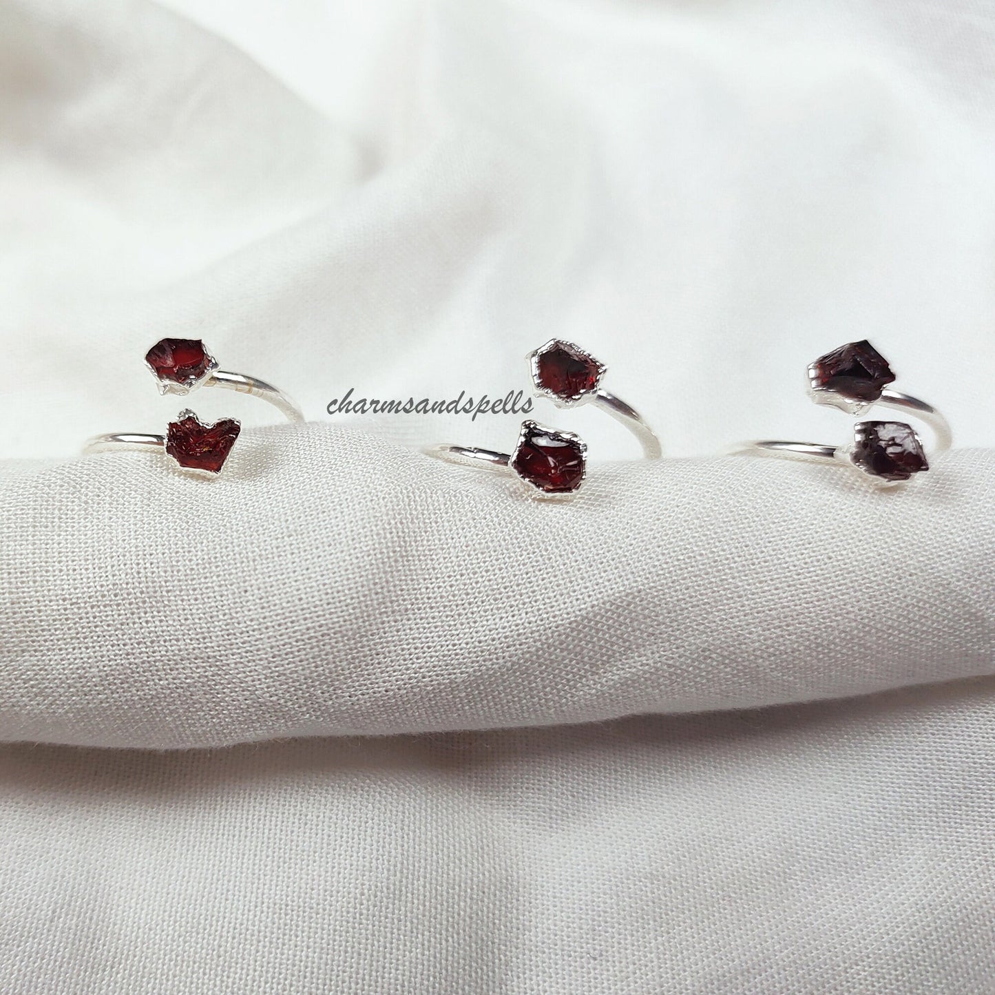 Natural Raw Red Garnet Promise Ring| For Birthday Gift