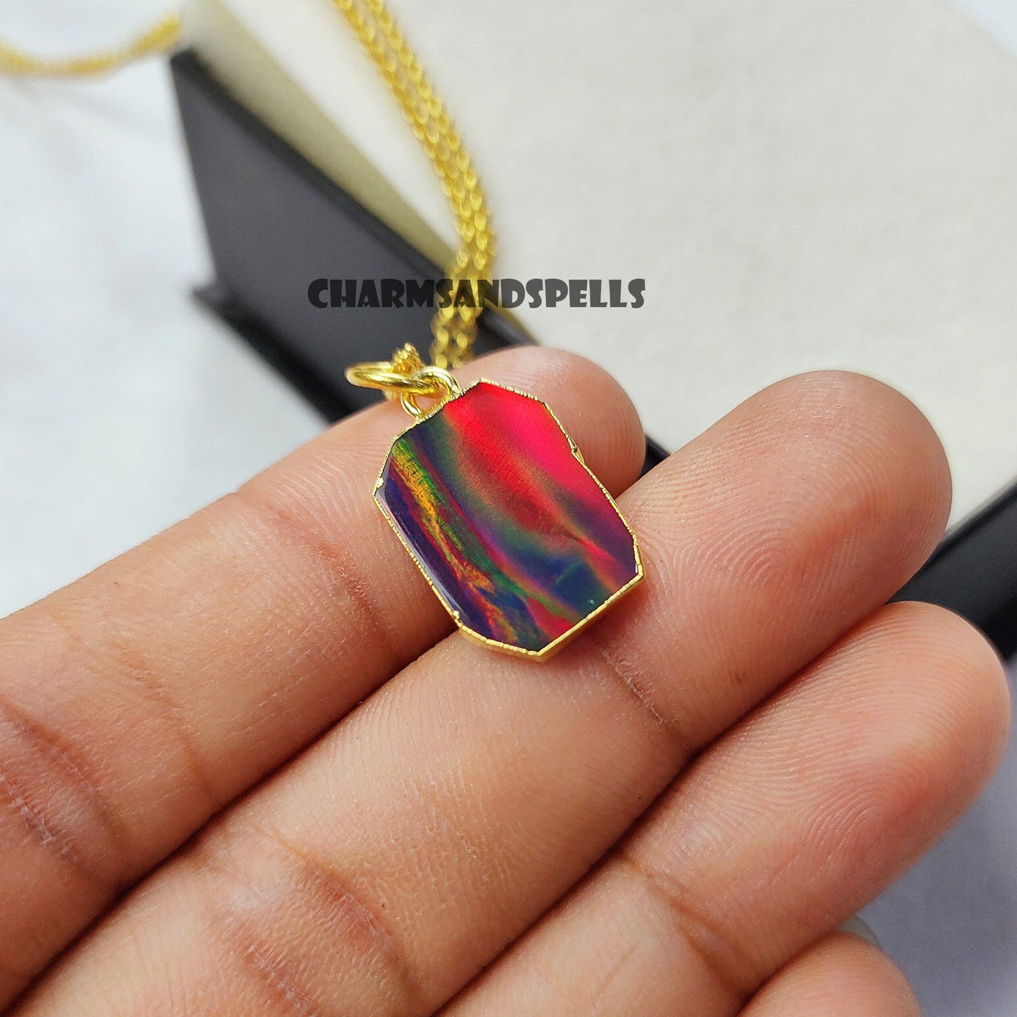 Vintage Dragon Opal Pendant Necklace | Raw Opal Gemstone Jewelry | Gift for Her