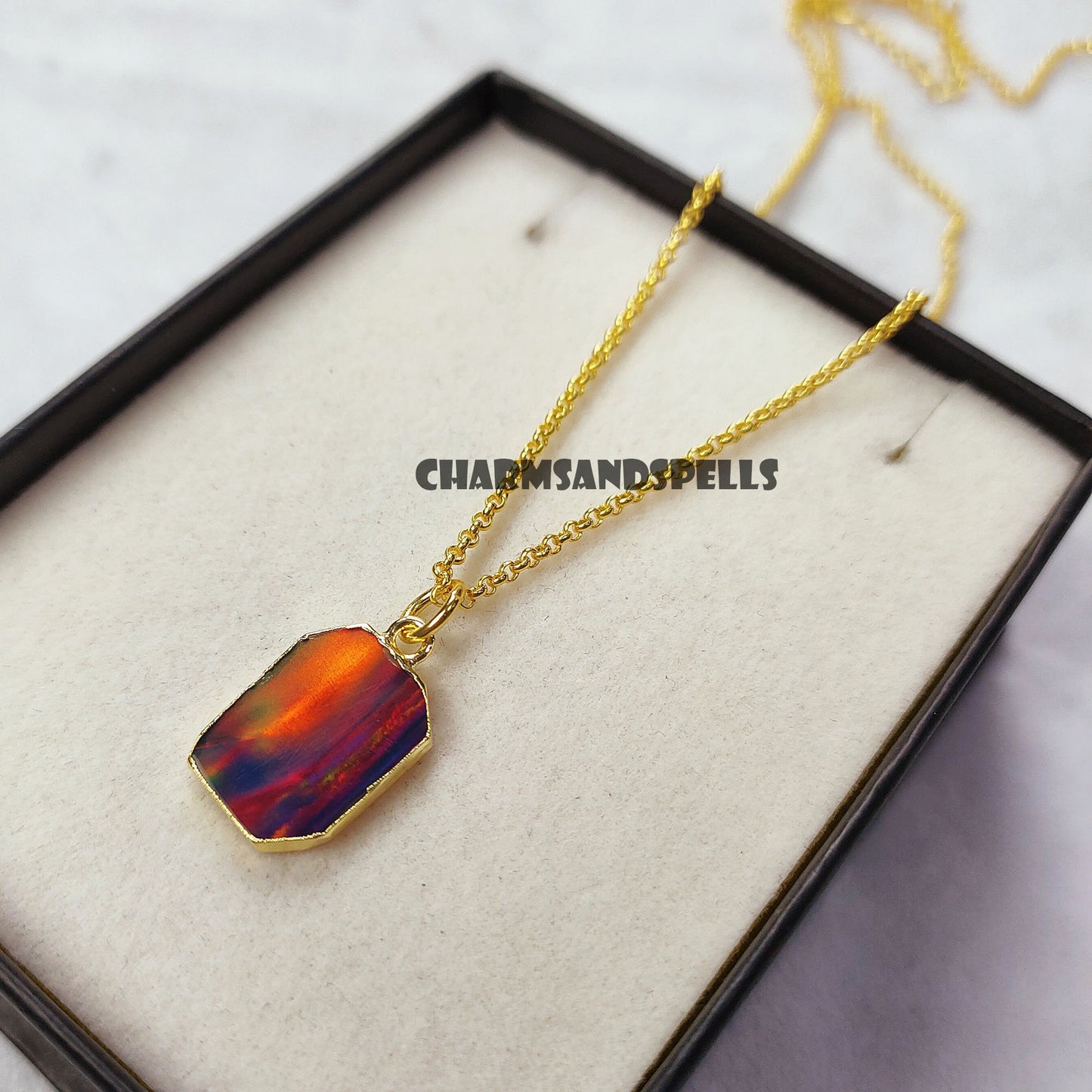 Vintage Dragon Opal Pendant Necklace | Raw Opal Gemstone Jewelry | Gift for Her