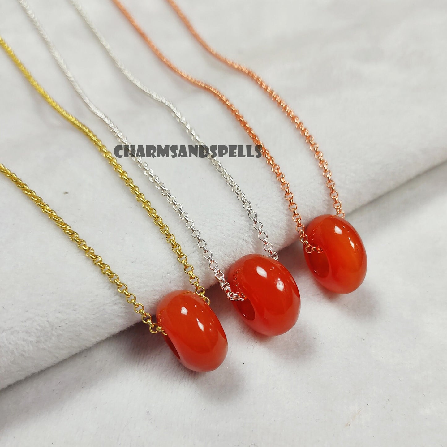 Carnelian Gemstone Donut Necklace | Unique Boho Spinner Jewelry Gift