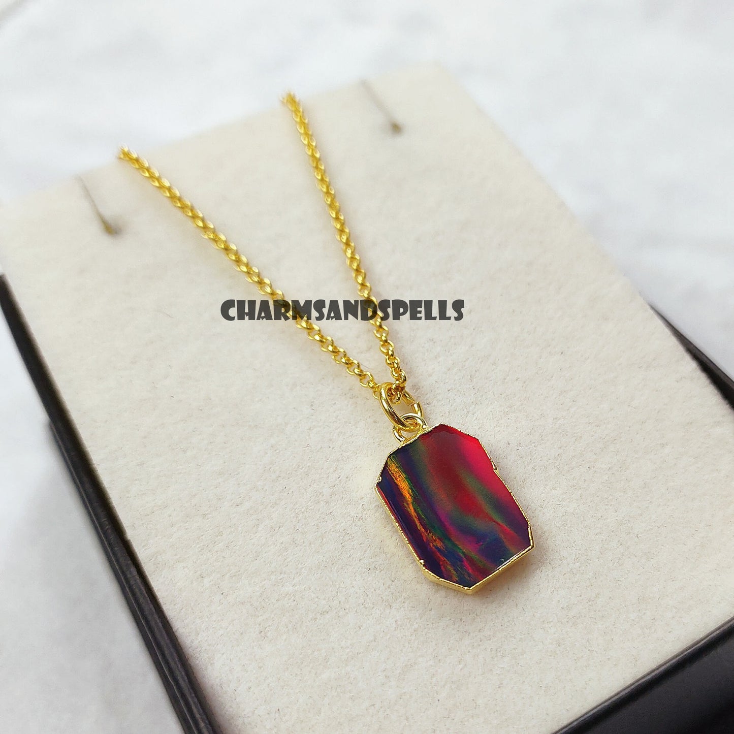 Vintage Dragon Opal Pendant Necklace | Raw Opal Gemstone Jewelry | Gift for Her